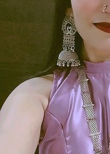 Afghani Style Oxidised  Silver Heavy Jhumka Earing