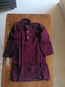 Maroon Embroidered Kurta