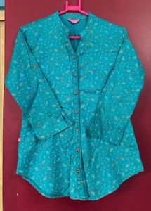 Sea Green Casual Printed Shirt