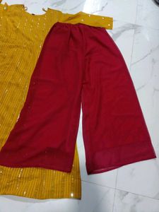 Elegant Yellow Anarkali 3pc Suit Set