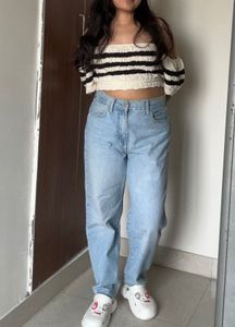 High Waisted Blue Slim Fit Denim