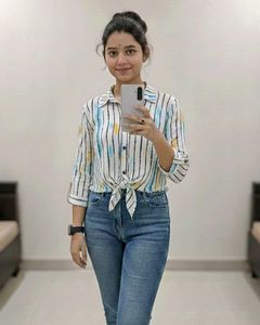 Striped Tie-Front Top