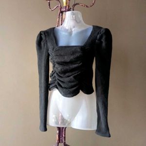 Ruched Front Long Sleeve Top