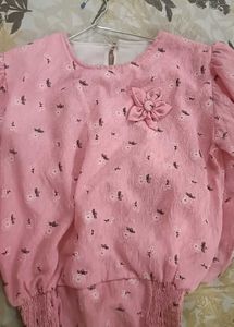 Pink Floral Print Top
