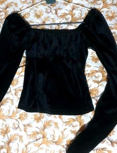 Shimmer Black Velvet Tops Just For You