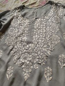 Grey Chikankari Short Kurti ❤️🎀