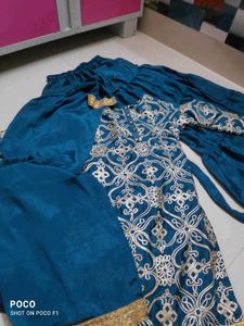 Teal &amp; Gold Embroidered Sarara Set