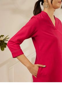 Solid Cotton Pink Kurta!🩷