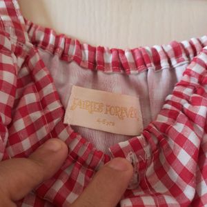 Fairies Forever Red Plaid Cold Shoulder Dress for Baby Girls