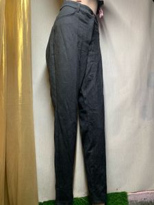 Gray Checked Straight Leg Pants