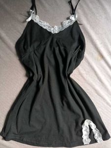 Black Lace Trim Cami Dress