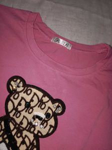 Pink Teddy Bear Graphic Tee