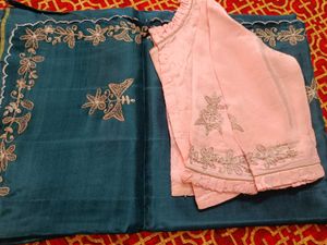 Peacock Blue Soft Silk Saree