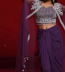 Purple Crop Top 3 Peace Dhoti Set