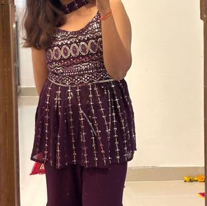 Elegant Purple Kurta Palazzo Set