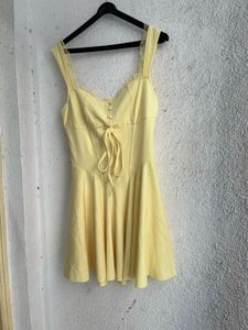 Yellow Mini Dress with Lace Detail