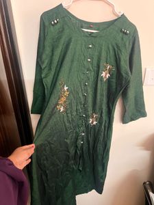 Green Embellished Kurta