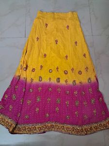 Vibrant Yellow &amp; Pink Embroidered Lehenga Choli Se
