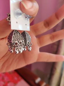 Oxidised Silver Jhumka