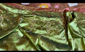 Olive Green Embroidery Work Saree