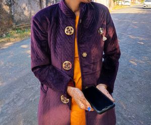 Stylish Purple Velvet Coat