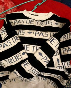 Striped &#34;Pas De Trios&#34; Sweater