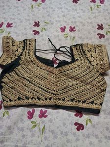 Black &amp; Gold Embroidered Blouse
