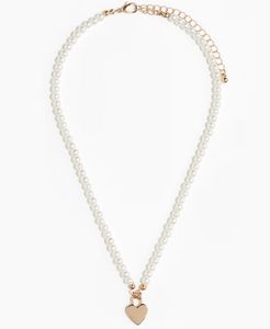 Elegant Pearl Necklace with Heart Pendant