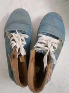 Worn Blue Denim Casual Shoes