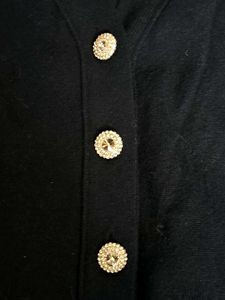 Rhinestone Navy Blue Cardigan With Puffed Sleeves