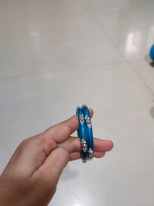 Sky Blue Glass Stone Bangles