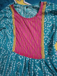 Teal &amp; Pink Anarkali Dress