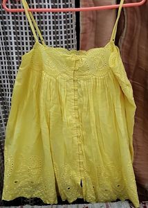 Yellow Eyelet Tank Top