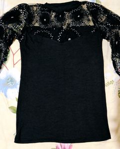 Black Knitted Top For Summer