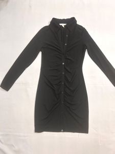 H&amp;M Black Ruched Mini Dress