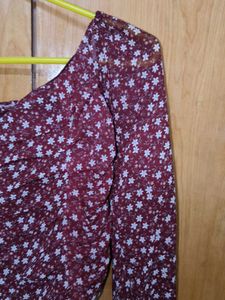 Floral Print Ruched Long Sleeve Top