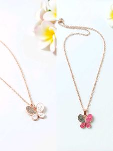Set Of 2 Butterfly Pendant Necklace
