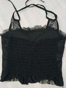 Black  Padded Lace Top