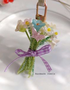 Beaded Floral Bouquet Keychain