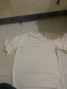 White Lace Sleeve Top