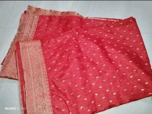 Red Silk Saree with Gold Detail