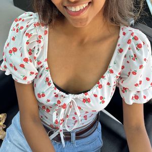 Floral Tie-Front Top
