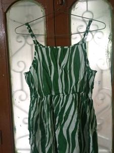 Green and White Striped Dress