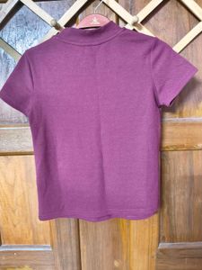 Burgundy Top with Pearl Detail