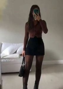 Brown Top Black Mini Skirt(Printerest)