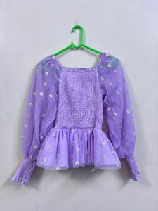 Lilac Daisy Tulle Blouse