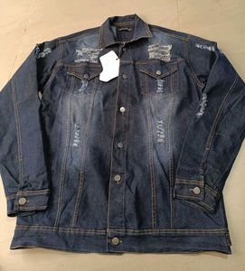 Distressed Denim Jacket, L Size