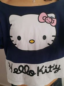 Hello Kitty Crop YK2 offshoulder T Shirt