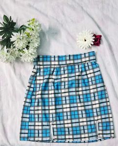Blue Plaid Mini Skirt