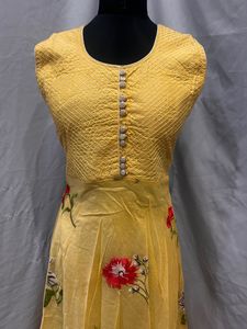Yellow Ethnic Gowns Sets Xxl Size